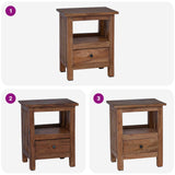 Bedside Table Brown 41 x 30 x 50 cm Solid Mahogany Wood 42012386