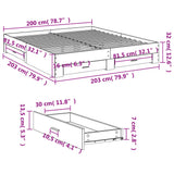 Bed Frame with Drawers without Mattress Black 200x200 cm 3280357