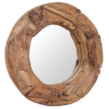 Decorative Mirror Teak 60 cm Round 244560