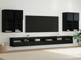 TV Wall Cabinet Set 7 pcs Black Oak Engineered Wood 3402799