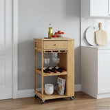 Kitchen Trolley with Wheels Natural 47.5 x 36 x 83 cm Bamboo 42028292
