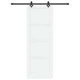 Sliding Door White and Black 83 x 232 cm Solid Pine Wood 3445509
