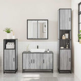 ZNTS 3 Piece Bathroom Furniture Set Grey Sonoma Engineered Wood 3300953