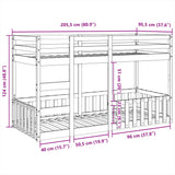 Bunk Bed Wax Brown 90x200 cm Solid Wood Pine 3308591
