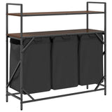 Laundry Basket 3 Compartments with Shelves Brown Oak 859084