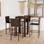 5 Piece Outdoor Bar Set with Armrest Poly Rattan Brown 3064807