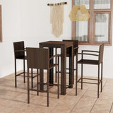 5 Piece Outdoor Bar Set with Armrest Poly Rattan Brown 3064807
