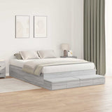 Storage Bed Frame with Drawer Grey sonoma 236.5 x 150 x 31.5 cm 3335650