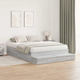 Storage Bed Frame Grey Sonoma 140 cm Engineered Wood 3335698