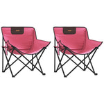 ZNTS Camping Chairs with Pocket Foldable 2 pcs Pink 366554