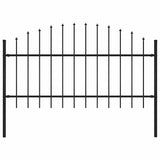Garden Fence with Spear Top Steel 181x125 cm Black 144942