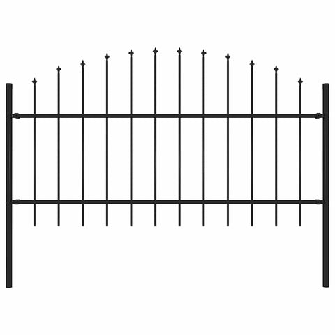 Garden Fence with Spear Top Steel 181x125 cm Black 144942