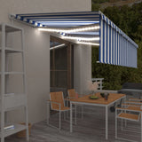 Manual Retractable Awning with Blind&LED 6x3m Blue&White 3069361