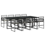 9 Piece Garden Dining Set with Cushions Black Poly Rattan 3295025