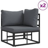 Garden Sofa Set with Cushion 6 pcs Black Aluminium 3378847