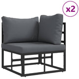Garden Sofa Set with Cushion Black Aluminium 3378921