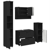 Bathroom Furniture Set 4 pcs Black Engineered Wood and Metal 3393044