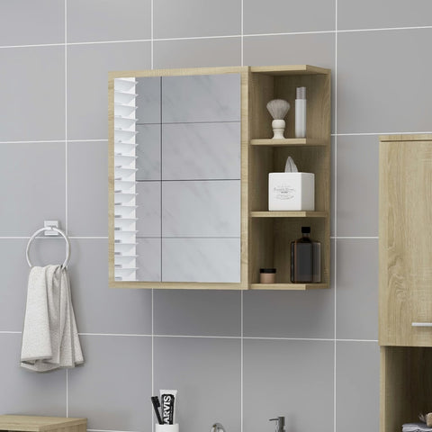 Bathroom Mirror Cabinet Sonoma Oak 62.5x20.5x64 cm Engineered Wood 803311