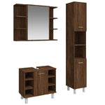 ZNTS 3 Piece Bathroom Cabinet Set Brown Oak Engineered Wood 3187608