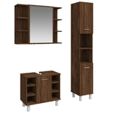 ZNTS 3 Piece Bathroom Cabinet Set Brown Oak Engineered Wood 3187608