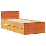 ZNTS Bookcase Bed without Mattress Wax Brown 90x200 cm Solid Wood Pine 3308932