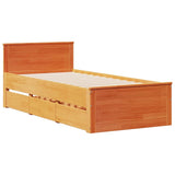 ZNTS Bookcase Bed without Mattress Wax Brown 90x200 cm Solid Wood Pine 3308932