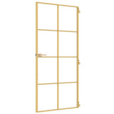Interior Door Slim Golden 93x201.5 cm Tempered Glass and Aluminium 155142