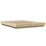 Bed Frame with LED Lights without Mattress Sonoma Oak 150x200cm 3281093
