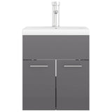 Sink Cabinet with Built-in Basin High Gloss Grey Engineered Wood 3071269