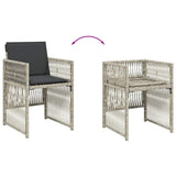 9 Piece Garden Dining Set with Cushions Light Grey Poly Rattan 3210959
