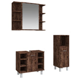 3 Piece Bathroom Cabinet Set Smoked Oak Engineered Wood 3187609