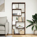 Room Divider Bookcase Smoked Oak 67x25x161.5 cm Engineered Wood 858079