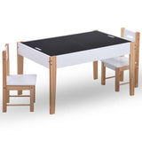 3 Piece Kids Storage Chalkboard Table Chair Set Black and White 286189