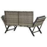 Garden Bench with Cushions Grey 176 cm Poly Rattan 317183