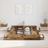 Storage Bed Frame Old wood 135 x 190 cm Engineered wood 3335323