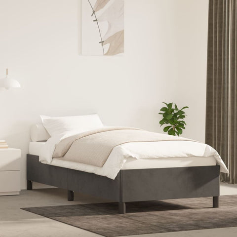 ZNTS Bed Frame without Mattress Dark Grey 90x190 cm Single Single Velvet 349879