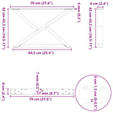Coffee Table Legs 2 pcs Black 70x cm Steel 4012712