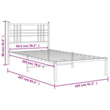 Metal Bed Frame without Mattress with Headboard White 100x200cm 376368