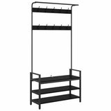 Coat Rack with Shelf Black Oak 95 x 34 x 184 cm Engineered wood 879959