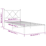 Metal Bed Frame without Mattress with Headboard Black 90x190cm 376494