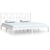 3104019 Bed Frame without Mattress White Solid Wood 200x200 cm