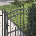 Fence Gate with Spikes Grey 125 x 100 cm Powder-coated steel 42009003