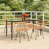 Garden Dining Set Black Polyethylene Rattan, Steel, Tempered Glass 3157848