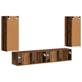 TV Wall Cabinet Set Wall-mounted 4 pcs Old Wood Engineered Wood 3408923