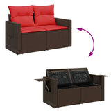 8 Piece Garden Sofa Set with Cushions Brown Poly Rattan Acacia 3326445
