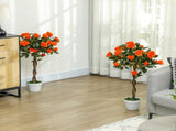 Set of 2 Artificial Plants White Rose Floral in Pot, Fake Plants for Home Indoor Outdoor Decor, T3398P342481
