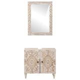 Bathroom Furniture Set with Door 2 pcs White Solid Mango Wood 3310114