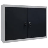 145365 Wall Mounted Tool Cabinet Industrial Style Metal Grey and Black