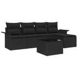 Outdoor Sofa with Cushion 6 pcs Black Poly Rattan 3345333
