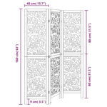 Room Divider 3 Panels Black Solid Wood Paulownia 358749